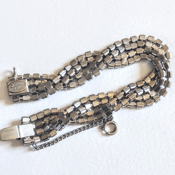 💙 Vintage Estate Designer Elizabeth Morrey Braided Blue Rhinestone Bracelet - Picture 4 of 6